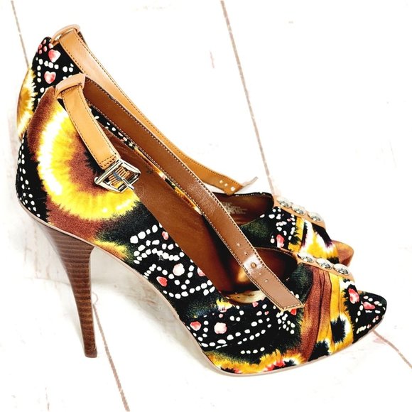 BCB Girls Studded Felt Multicolored High Heel 8B/38 Woman Shoe - Picture 4 of 16